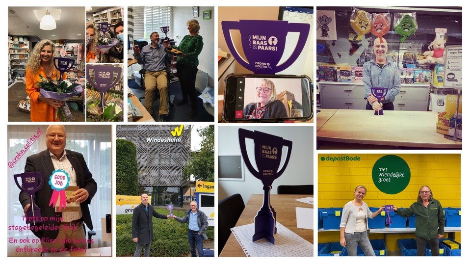 Collage mijn baas is paars